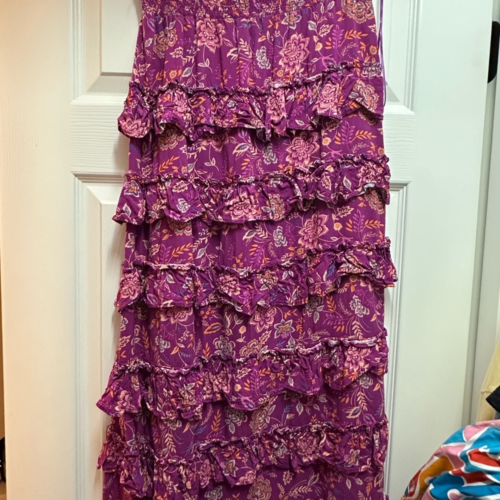 STATE Purple Pink Maxi Ruffled Skirt